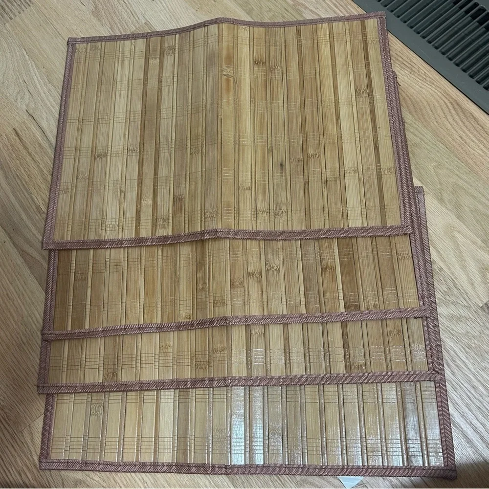 Bamboo Placemats Set of 4 Tan Brown Home Kitchen Dining